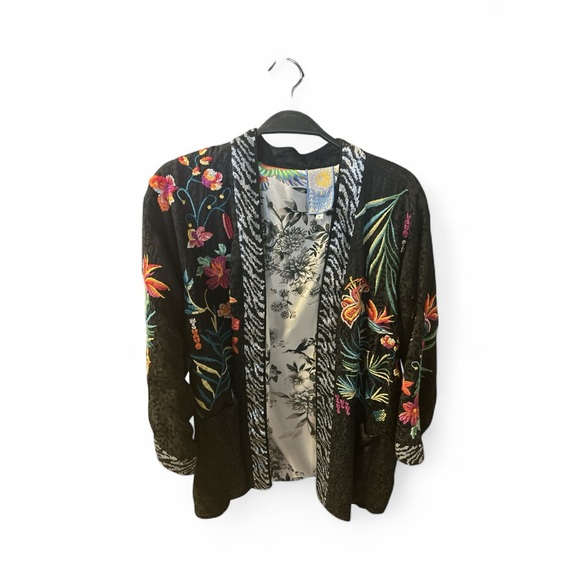 Johnny Was Womens  Monica Kimono, Black - Picture 2 of 4